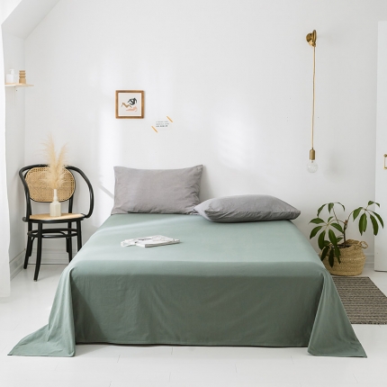 91家纺网 家纺一手货源 找家纺 蓝巢家纺 水洗棉全棉单品系列床单 复古绿