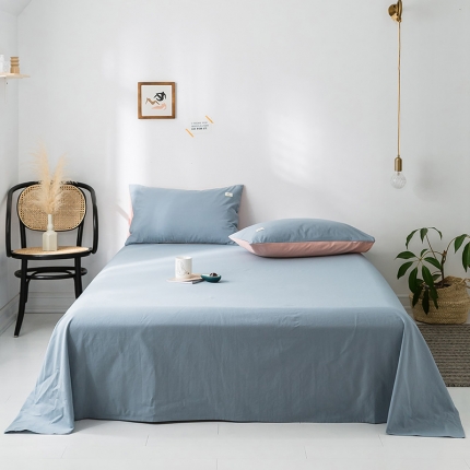 91家纺网 家纺一手货源 找家纺 蓝巢家纺 水洗棉全棉单品系列床单 湖蓝