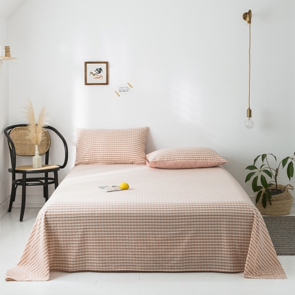 91家纺网 家纺一手货源 找家纺 蓝巢家纺 水洗棉全棉单品系列床单 蜜粉格