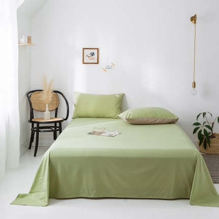 91家纺网 家纺一手货源 找家纺 蓝巢家纺 水洗棉全棉单品系列床单 抹茶绿