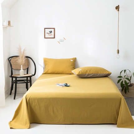 91家纺网 家纺一手货源 找家纺 蓝巢家纺 水洗棉全棉单品系列床单 杏黄