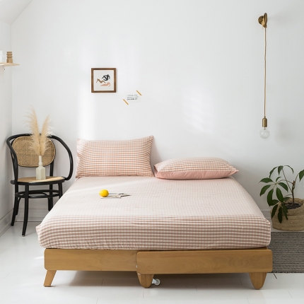 91家纺网 家纺一手货源 找家纺 蓝巢家纺 水洗棉全棉单品系列床笠 蜜粉格