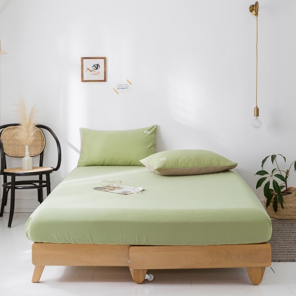 91家纺网 家纺一手货源 找家纺 蓝巢家纺 水洗棉全棉单品系列床笠 抹茶绿