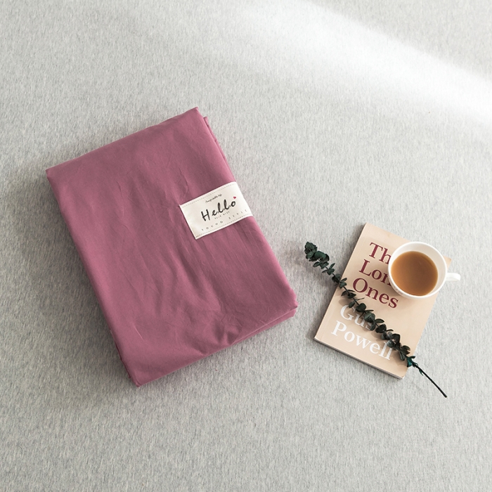 91家纺网 家纺一手货源 找家纺 蓝巢家纺 水洗棉全棉单品系列被套 海棠红浅灰