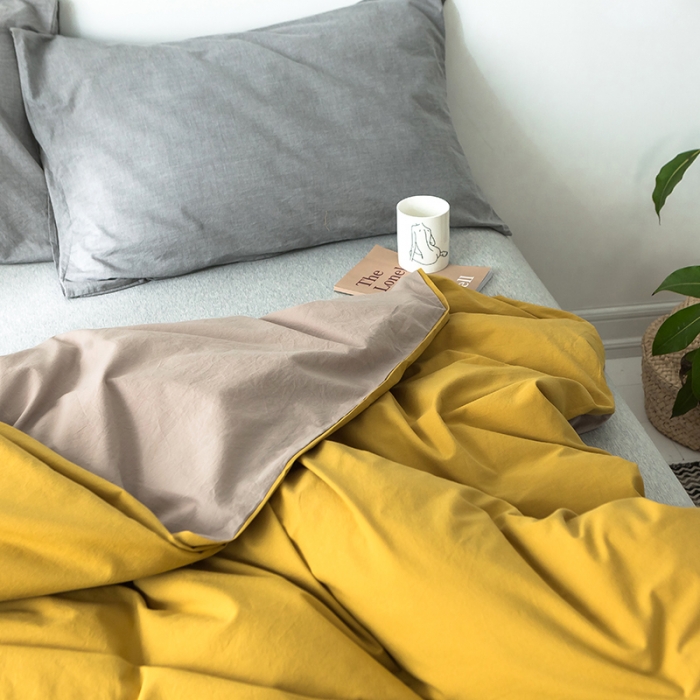 91家纺网 家纺一手货源 找家纺 蓝巢家纺 水洗棉全棉单品系列被套 黄卡其