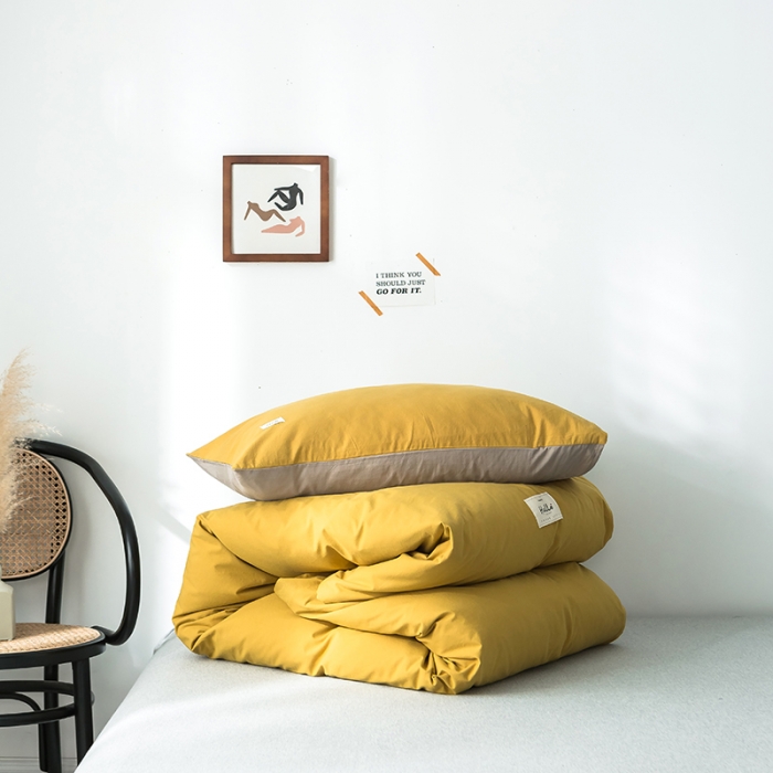 91家纺网 家纺一手货源 找家纺 蓝巢家纺 水洗棉全棉单品系列被套 黄卡其