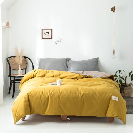 蓝巢家纺 水洗棉全棉单品系列被套 黄卡其