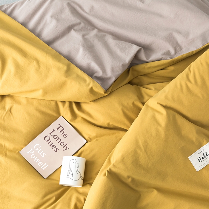 91家纺网 家纺一手货源 找家纺 蓝巢家纺 水洗棉全棉单品系列被套 黄卡其