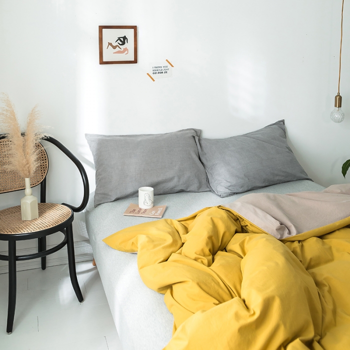 91家纺网 家纺一手货源 找家纺 蓝巢家纺 水洗棉全棉单品系列被套 黄卡其