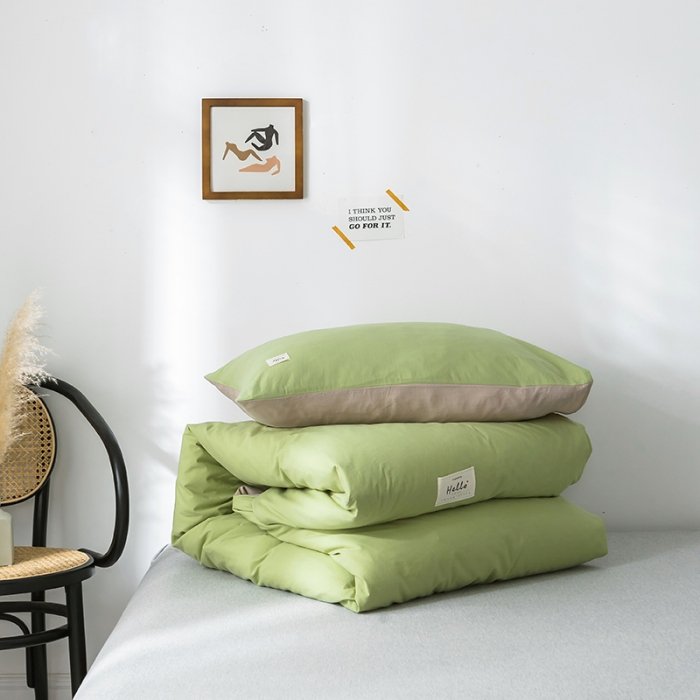 91家纺网 家纺一手货源 找家纺 蓝巢家纺 水洗棉全棉单品系列被套 抹绿卡其