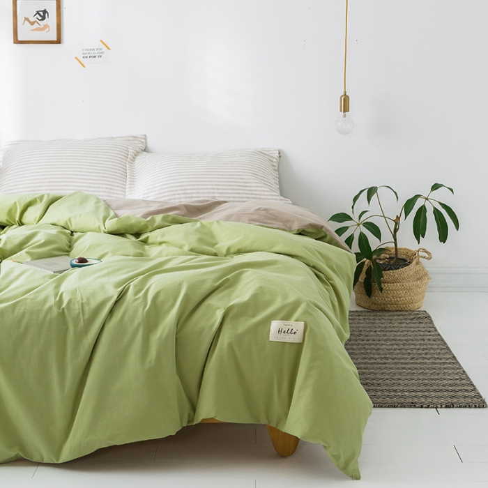 91家纺网 家纺一手货源 找家纺 蓝巢家纺 水洗棉全棉单品系列被套 抹绿卡其