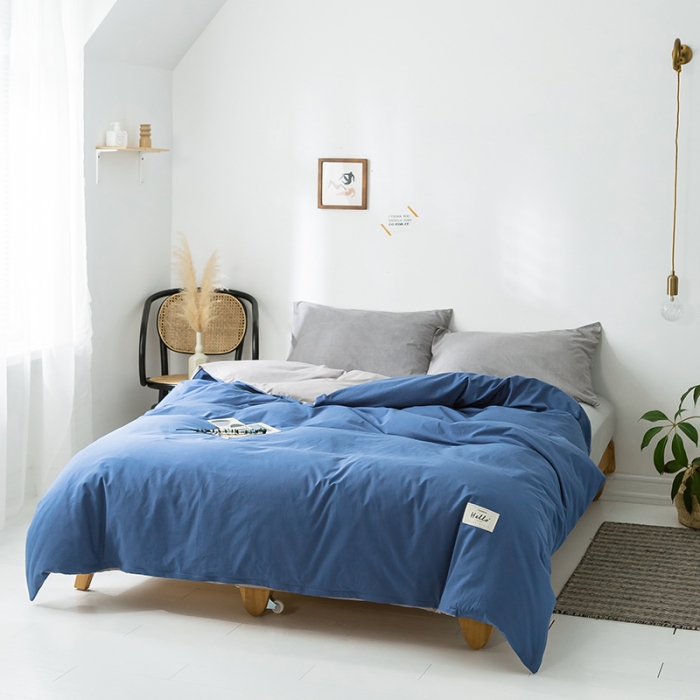 91家纺网 家纺一手货源 找家纺 蓝巢家纺 水洗棉全棉单品系列被套 牛仔蓝浅灰