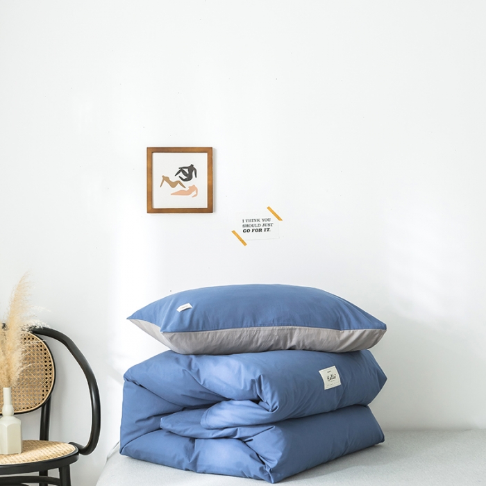 91家纺网 家纺一手货源 找家纺 蓝巢家纺 水洗棉全棉单品系列被套 牛仔蓝浅灰