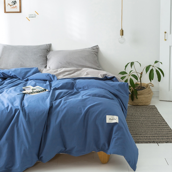 91家纺网 家纺一手货源 找家纺 蓝巢家纺 水洗棉全棉单品系列被套 牛仔蓝浅灰