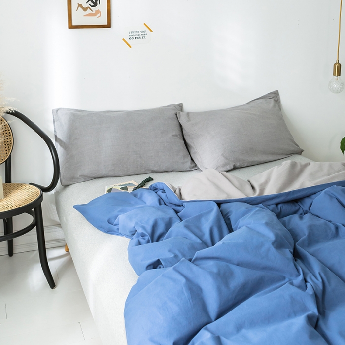 91家纺网 家纺一手货源 找家纺 蓝巢家纺 水洗棉全棉单品系列被套 牛仔蓝浅灰
