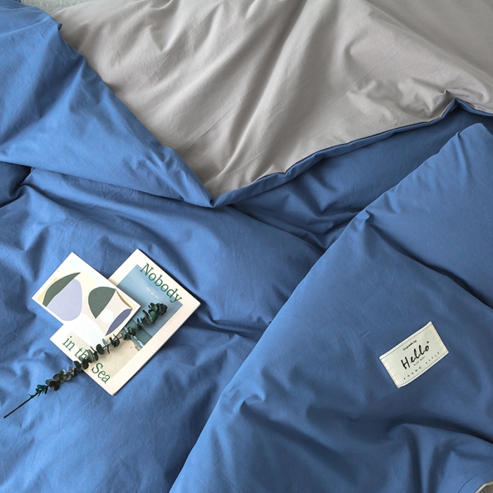 91家纺网 家纺一手货源 找家纺 蓝巢家纺 水洗棉全棉单品系列被套 牛仔蓝浅灰