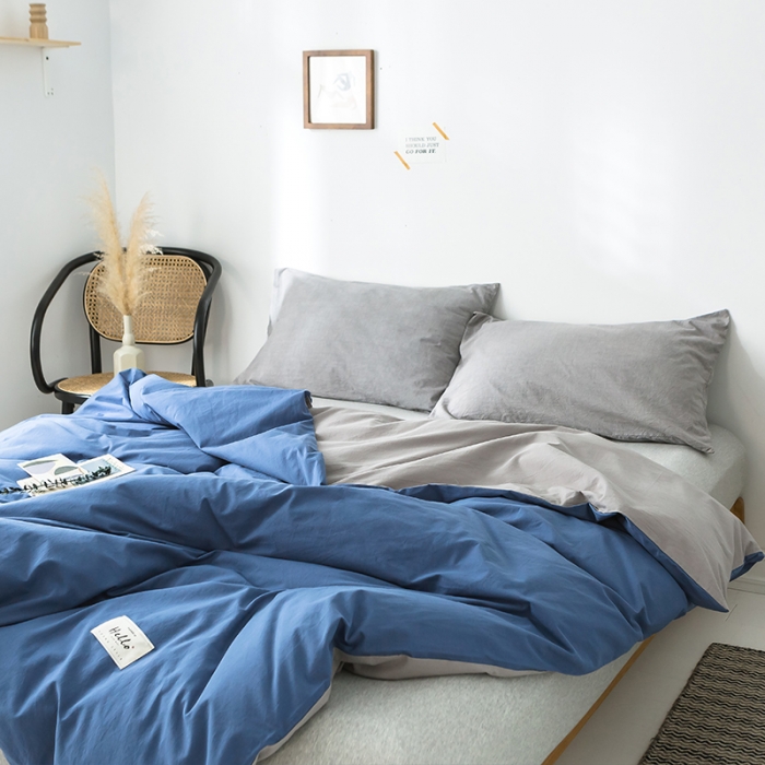 91家纺网 家纺一手货源 找家纺 蓝巢家纺 水洗棉全棉单品系列被套 牛仔蓝浅灰