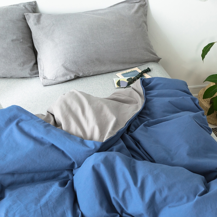 91家纺网 家纺一手货源 找家纺 蓝巢家纺 水洗棉全棉单品系列被套 牛仔蓝浅灰