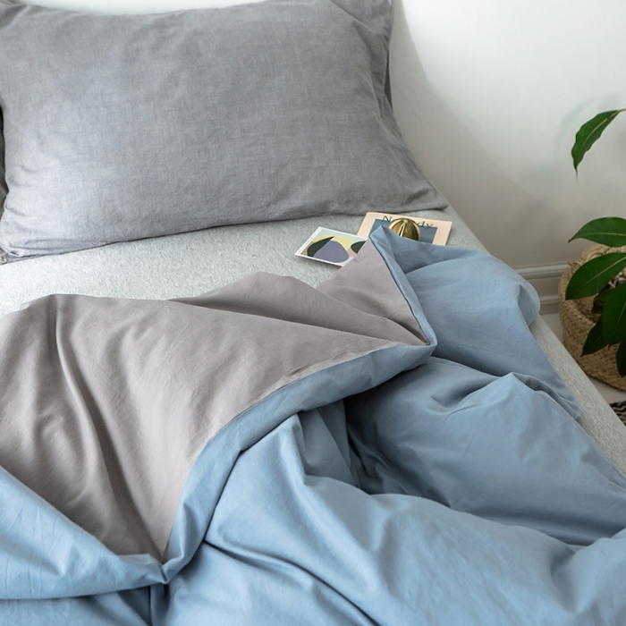 91家纺网 家纺一手货源 找家纺 蓝巢家纺 水洗棉全棉单品系列被套 浅蓝灰