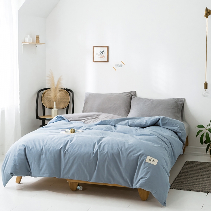 91家纺网 家纺一手货源 找家纺 蓝巢家纺 水洗棉全棉单品系列被套 浅蓝灰