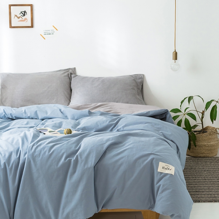 91家纺网 家纺一手货源 找家纺 蓝巢家纺 水洗棉全棉单品系列被套 浅蓝灰
