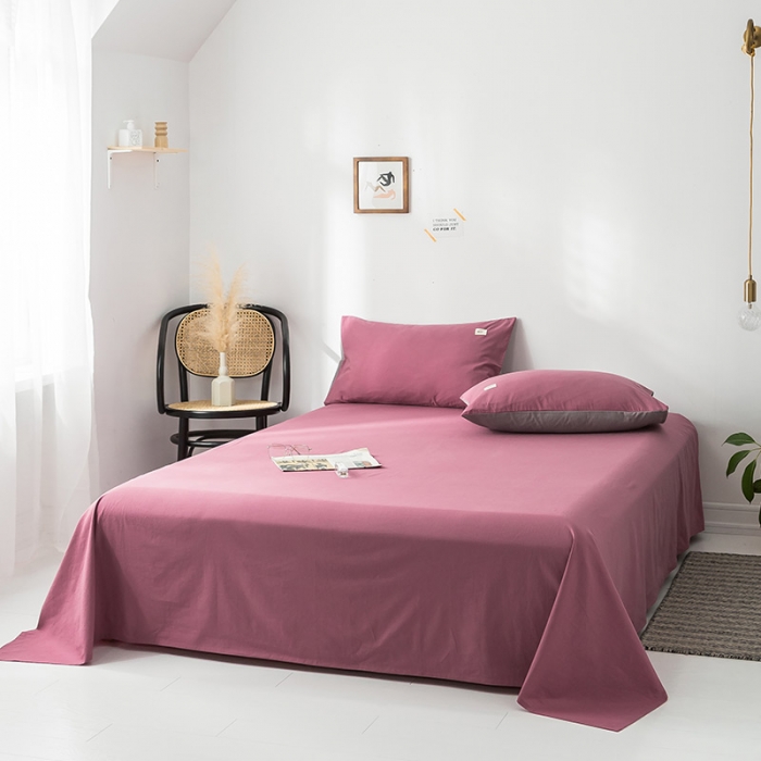 91家纺网 家纺一手货源 找家纺 蓝巢家纺 水洗棉全棉单品系列床单 海棠红