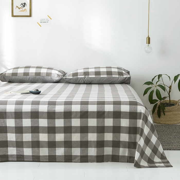 91家纺网 家纺一手货源 找家纺 蓝巢家纺 水洗棉全棉单品系列床单 灰中格