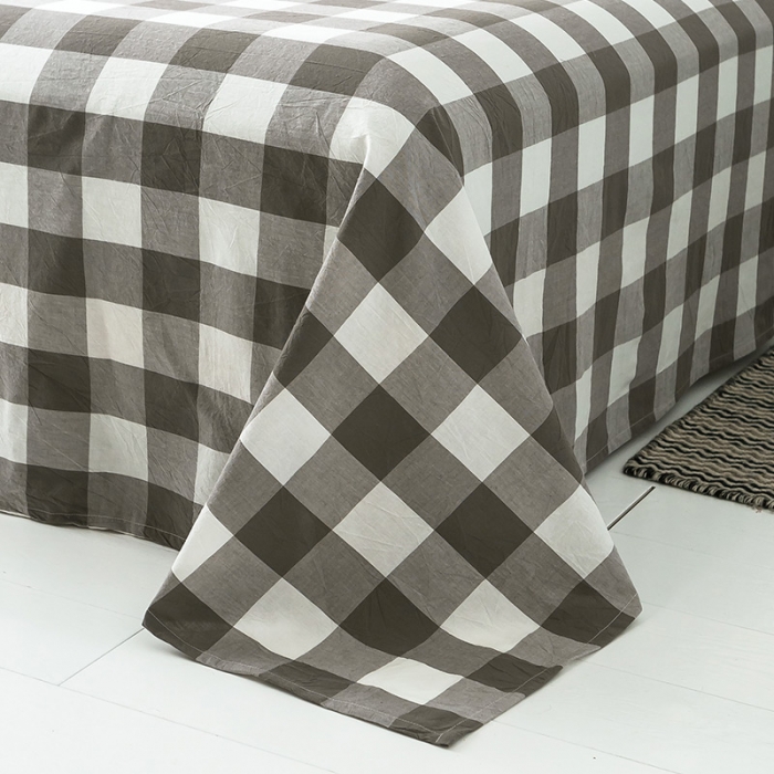 91家纺网 家纺一手货源 找家纺 蓝巢家纺 水洗棉全棉单品系列床单 灰中格