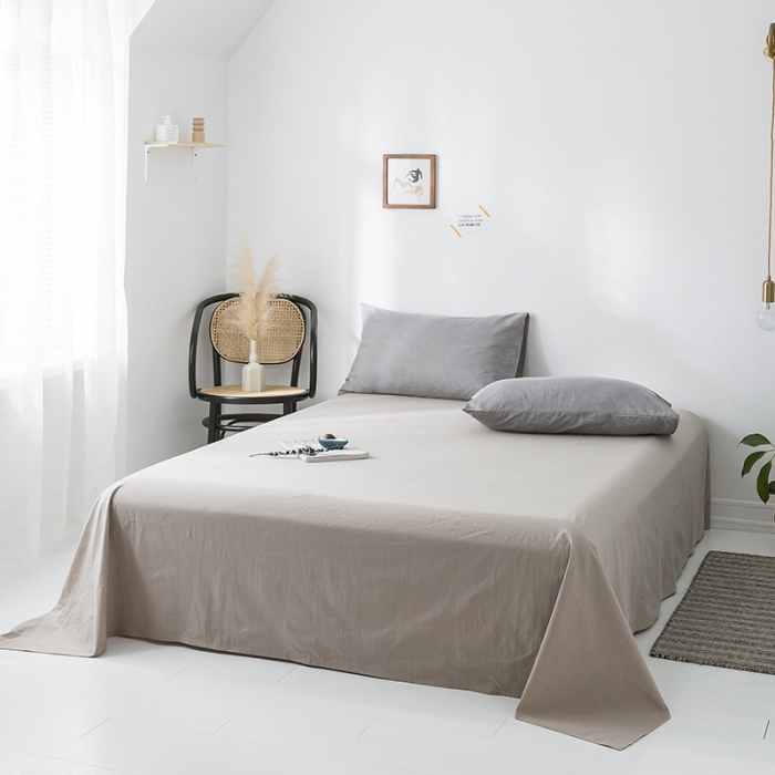 91家纺网 家纺一手货源 找家纺 蓝巢家纺 水洗棉全棉单品系列床单 卡其