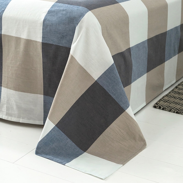 91家纺网 家纺一手货源 找家纺 蓝巢家纺 水洗棉全棉单品系列床单 蓝调格