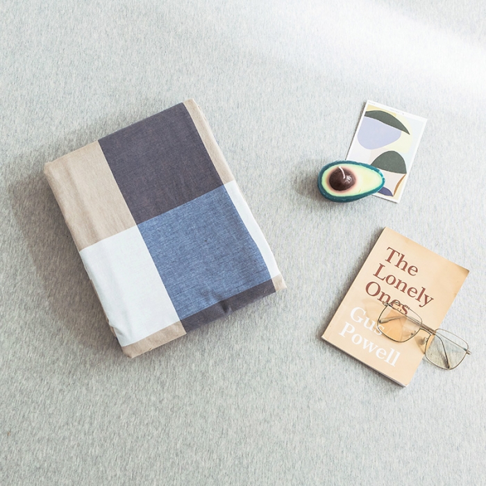 91家纺网 家纺一手货源 找家纺 蓝巢家纺 水洗棉全棉单品系列床单 蓝调格