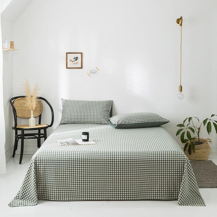 91家纺网 家纺一手货源 找家纺 蓝巢家纺 水洗棉全棉单品系列床单 绿小格