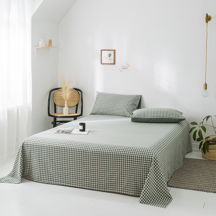 91家纺网 家纺一手货源 找家纺 蓝巢家纺 水洗棉全棉单品系列床单 绿小格