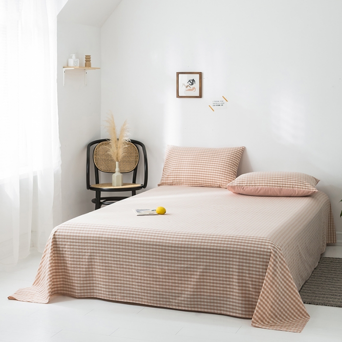 91家纺网 家纺一手货源 找家纺 蓝巢家纺 水洗棉全棉单品系列床单 蜜粉格