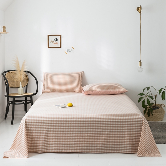 91家纺网 家纺一手货源 找家纺 蓝巢家纺 水洗棉全棉单品系列床单 蜜粉格