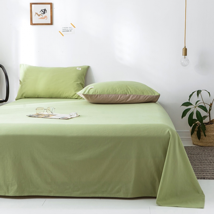 91家纺网 家纺一手货源 找家纺 蓝巢家纺 水洗棉全棉单品系列床单 抹茶绿