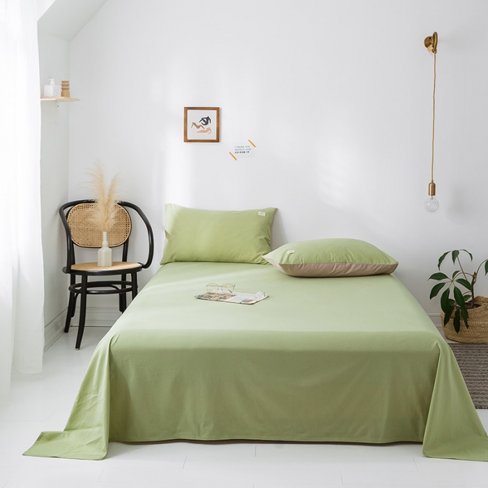 91家纺网 家纺一手货源 找家纺 蓝巢家纺 水洗棉全棉单品系列床单 抹茶绿