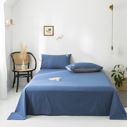 蓝巢家纺 水洗棉全棉单品系列床单 牛仔蓝