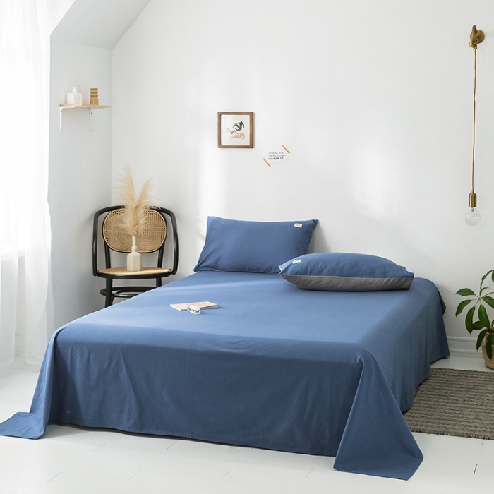 91家纺网 家纺一手货源 找家纺 蓝巢家纺 水洗棉全棉单品系列床单 牛仔蓝