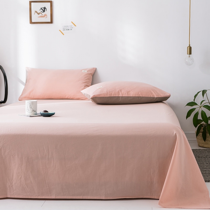 91家纺网 家纺一手货源 找家纺 蓝巢家纺 水洗棉全棉单品系列床单 浅粉