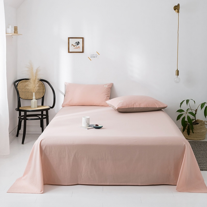 91家纺网 家纺一手货源 找家纺 蓝巢家纺 水洗棉全棉单品系列床单 浅粉