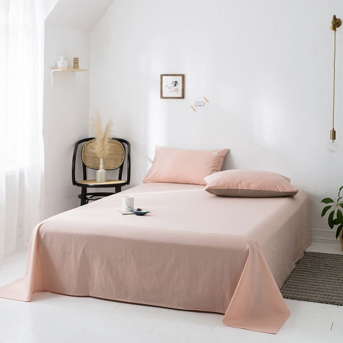 91家纺网 家纺一手货源 找家纺 蓝巢家纺 水洗棉全棉单品系列床单 浅粉