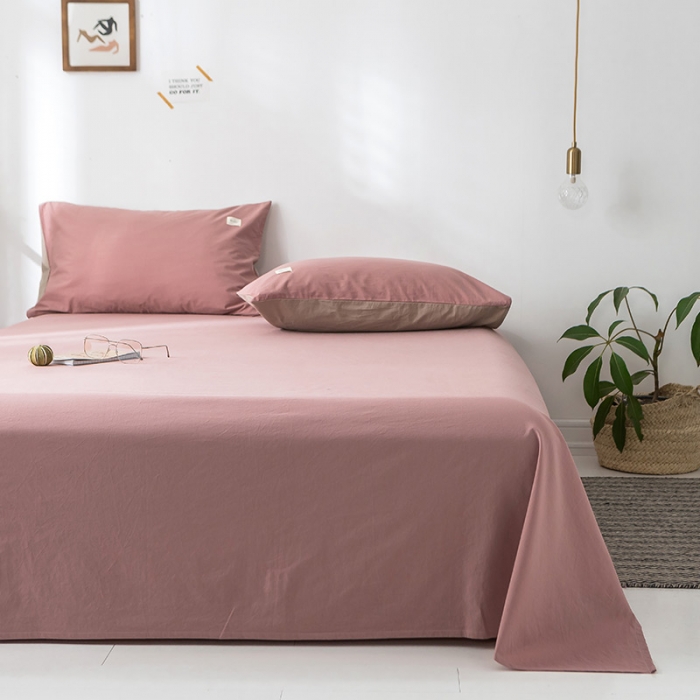 91家纺网 家纺一手货源 找家纺 蓝巢家纺 水洗棉全棉单品系列床单 珊瑚红