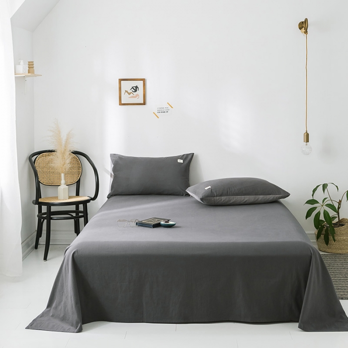 91家纺网 家纺一手货源 找家纺 蓝巢家纺 水洗棉全棉单品系列床单 深灰