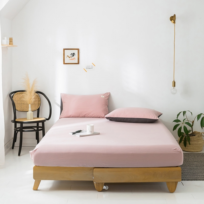 91家纺网 家纺一手货源 找家纺 蓝巢家纺 水洗棉全棉单品系列床笠 豆沙