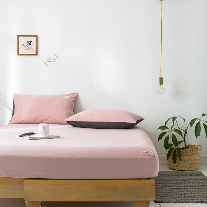 91家纺网 家纺一手货源 找家纺 蓝巢家纺 水洗棉全棉单品系列床笠 豆沙