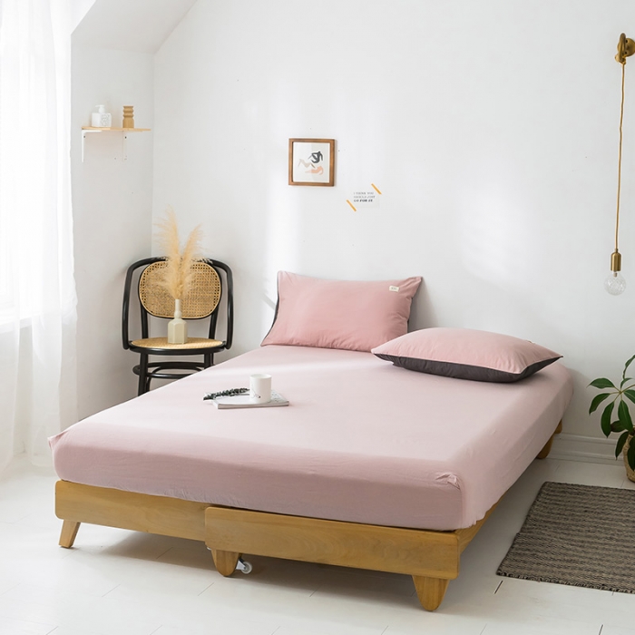 91家纺网 家纺一手货源 找家纺 蓝巢家纺 水洗棉全棉单品系列床笠 豆沙