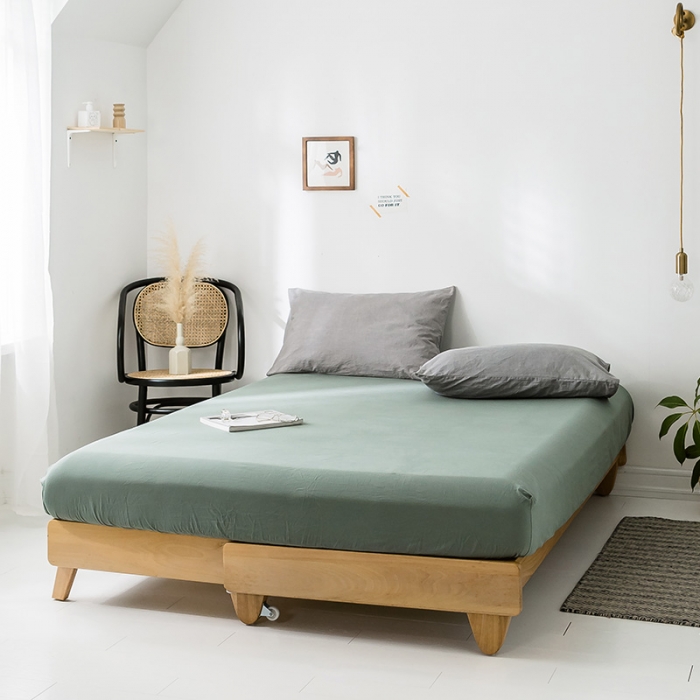 91家纺网 家纺一手货源 找家纺 蓝巢家纺 水洗棉全棉单品系列床笠 复古绿