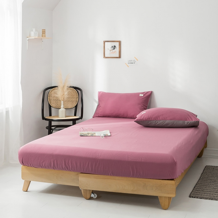 91家纺网 家纺一手货源 找家纺 蓝巢家纺 水洗棉全棉单品系列床笠 海棠红