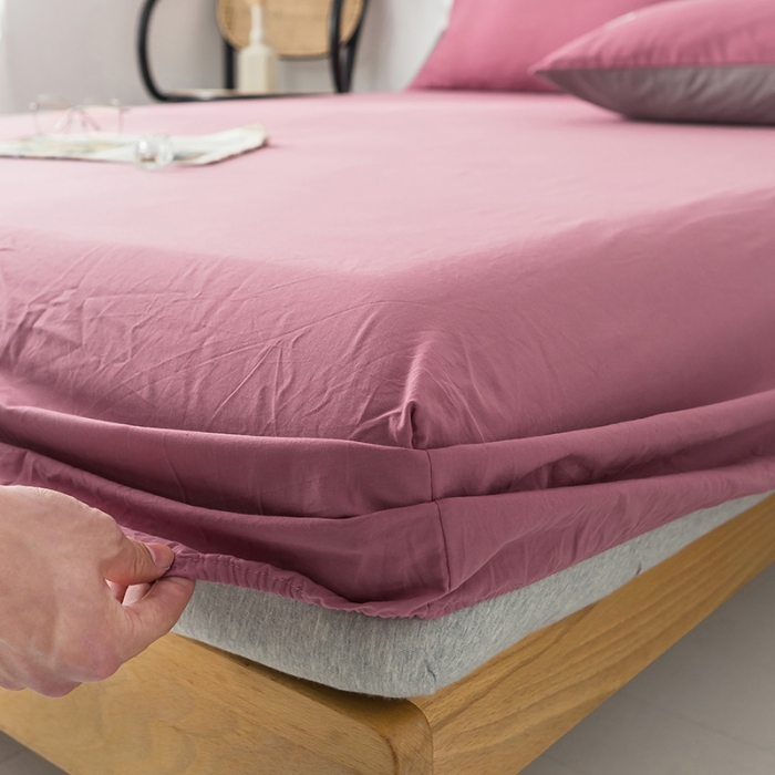 91家纺网 家纺一手货源 找家纺 蓝巢家纺 水洗棉全棉单品系列床笠 海棠红